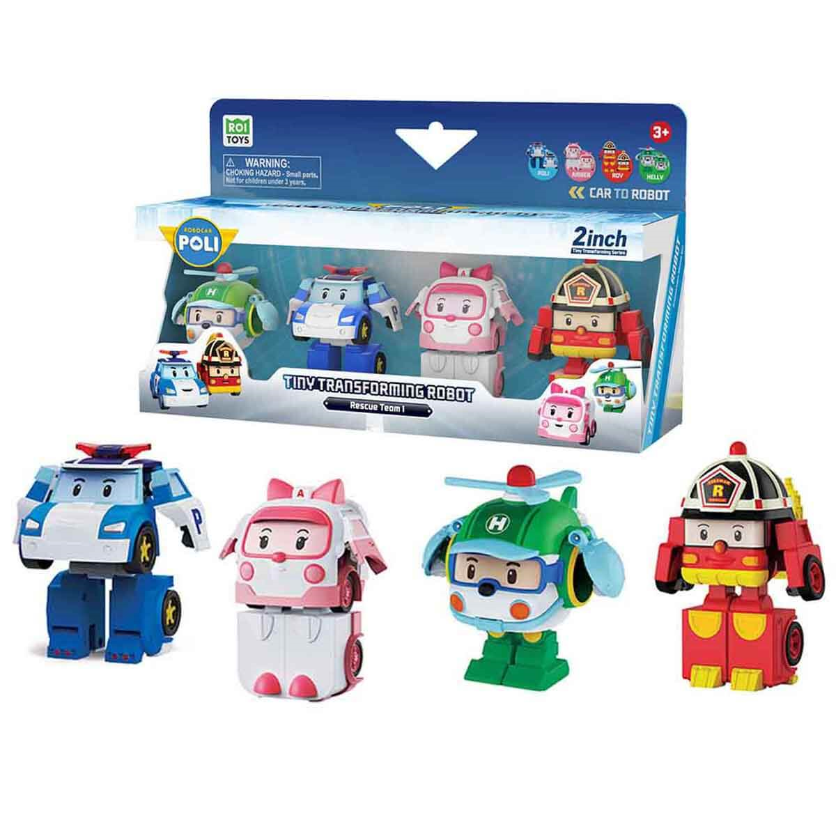 Robocar Poli Mini Transforming Kasabanın Kurtarma Araçları 4 lü Set