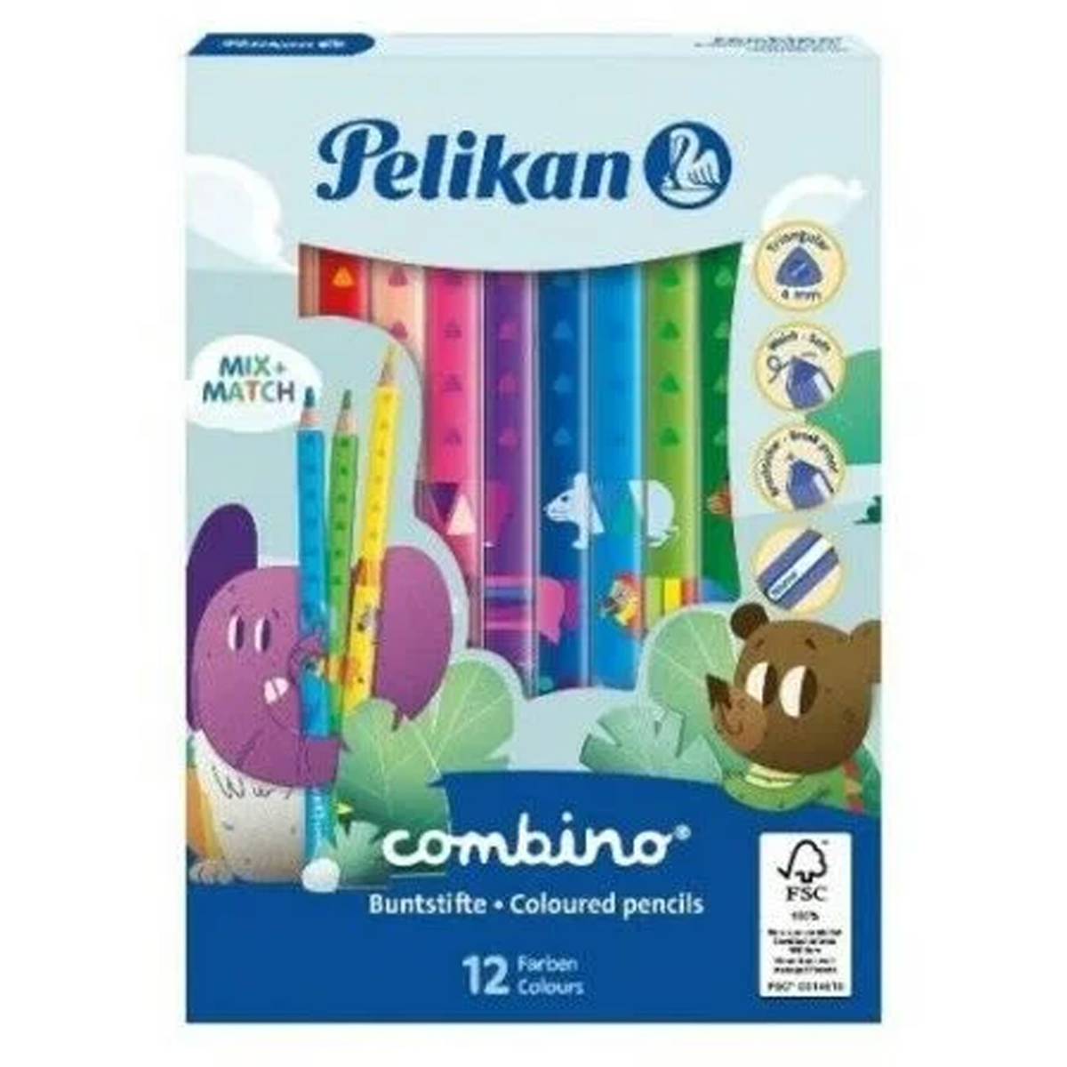 Pelikan Combino 12li Jumbo Üçgen Kuru Boya P-811194