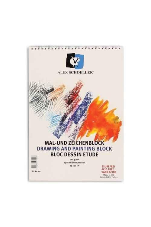 Alex Schoeller Dokulu Resim Defteri 25X35 Cm Sipralli 165 Gr 15 Yaprak Alx-017/100