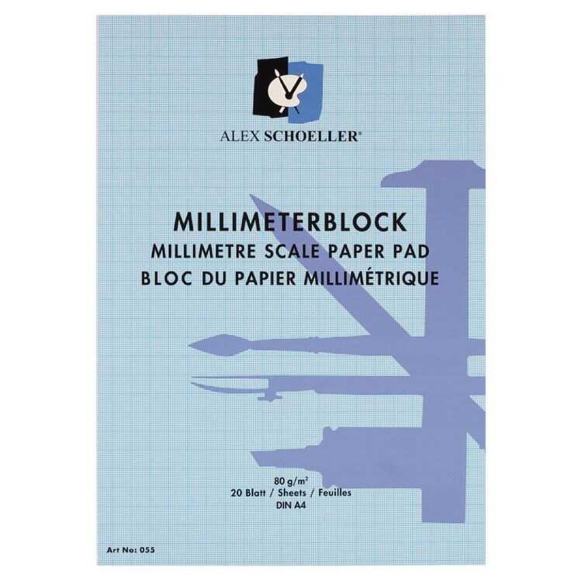 Alex Schoeller Milimetrik Blok 80 GR A4 20 YP Mavi