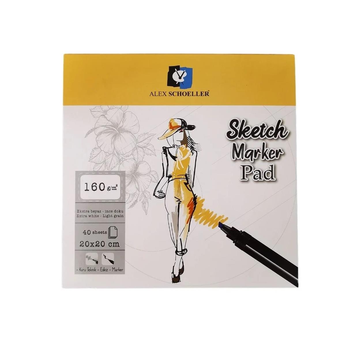 Alex Schoeller Sketch Marker Pad 20x20 160 GR 40 Lı ALX:905