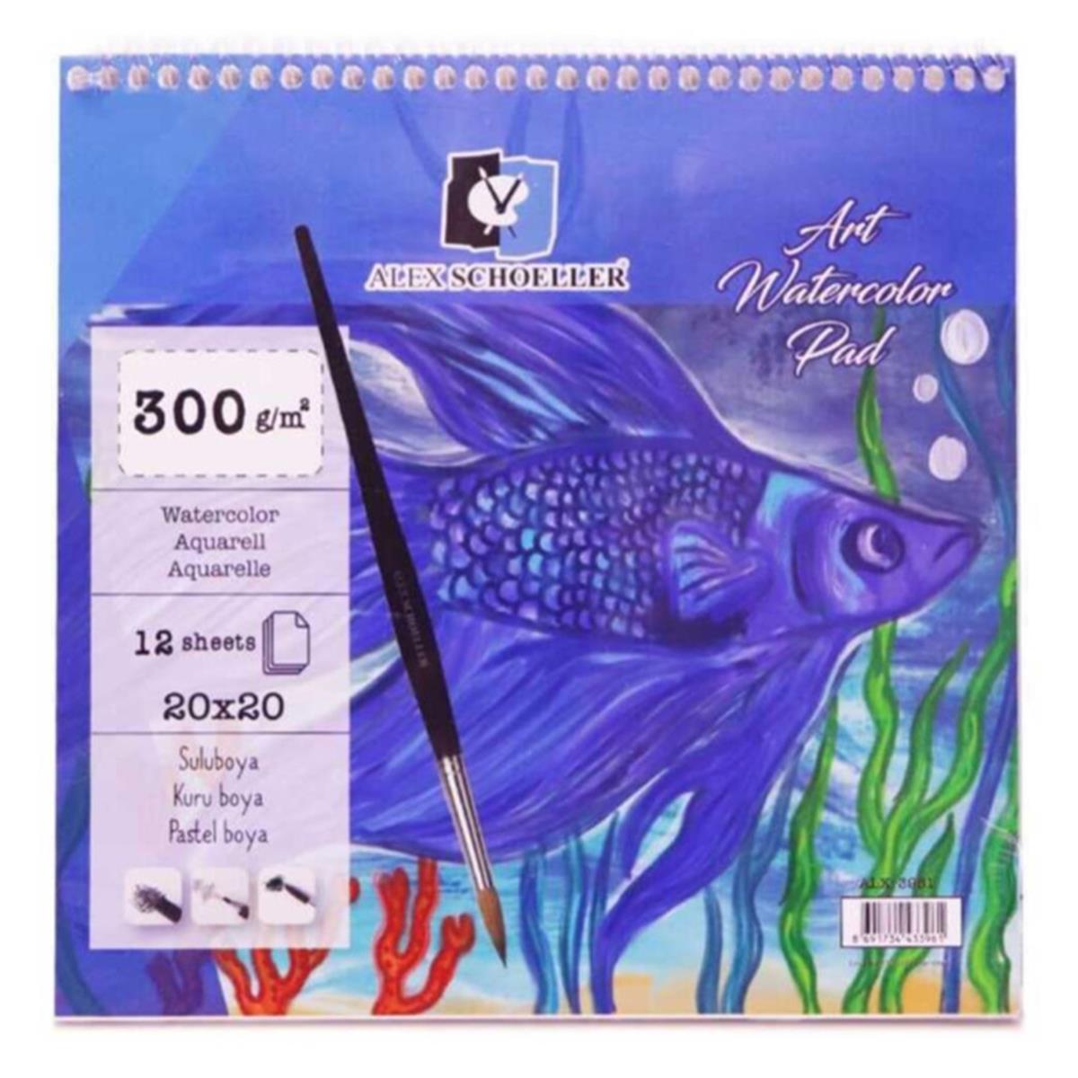 Alex Schoeller Spiralli Art Sulu Boya Defteri 20x20 300 Gr 12 Li Alx-3961