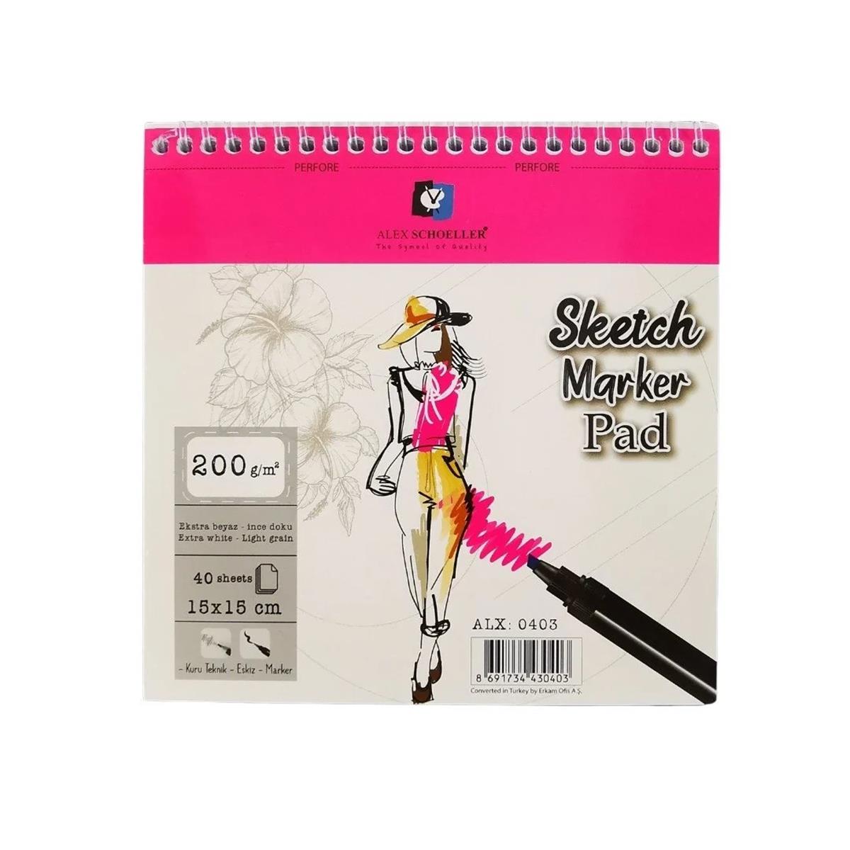Alex Schoeller Spiralli Sketch-Marker Pad 15x15 200 Gr 40 Lı Alx0403