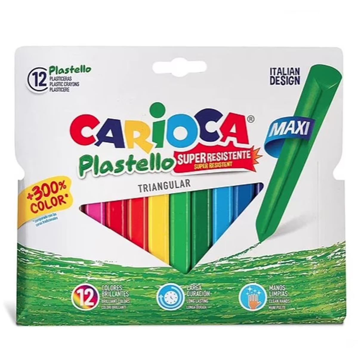 Carioca Plastello Jumbo Üçgen Yıkanabilir Pastel Boya Kalemi 12 li