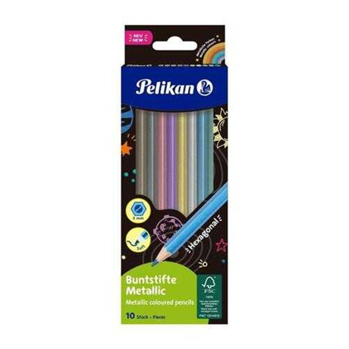 Pelikan Metalik Renkler 10lu Kuru Boya P-701235