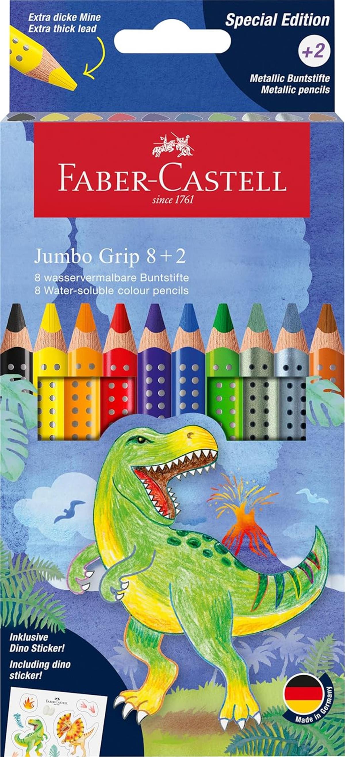 Faber Castell Jumbo Kuru Boya Grip Dino 8+2