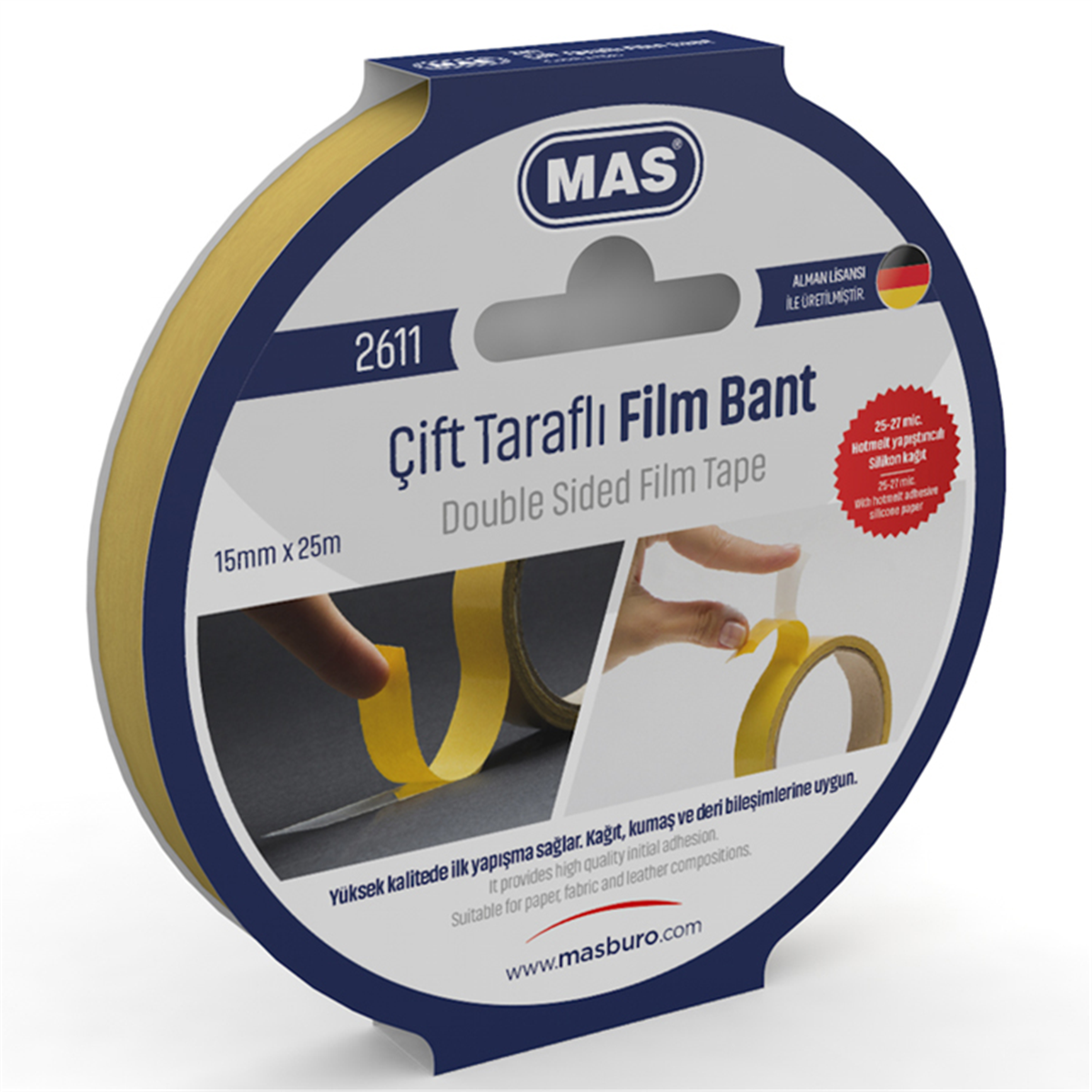 Mas 2611 Çift Taraflı Bant 15Mmx25M