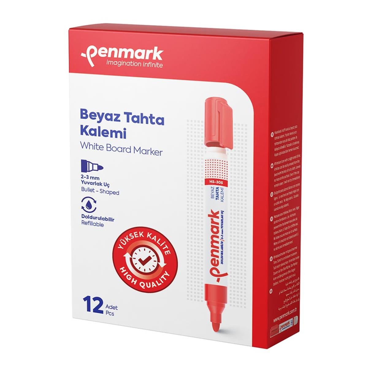 Penmark HS-1100-03 Ecoplus Beyaz Tahta Kalemi Kırmızı