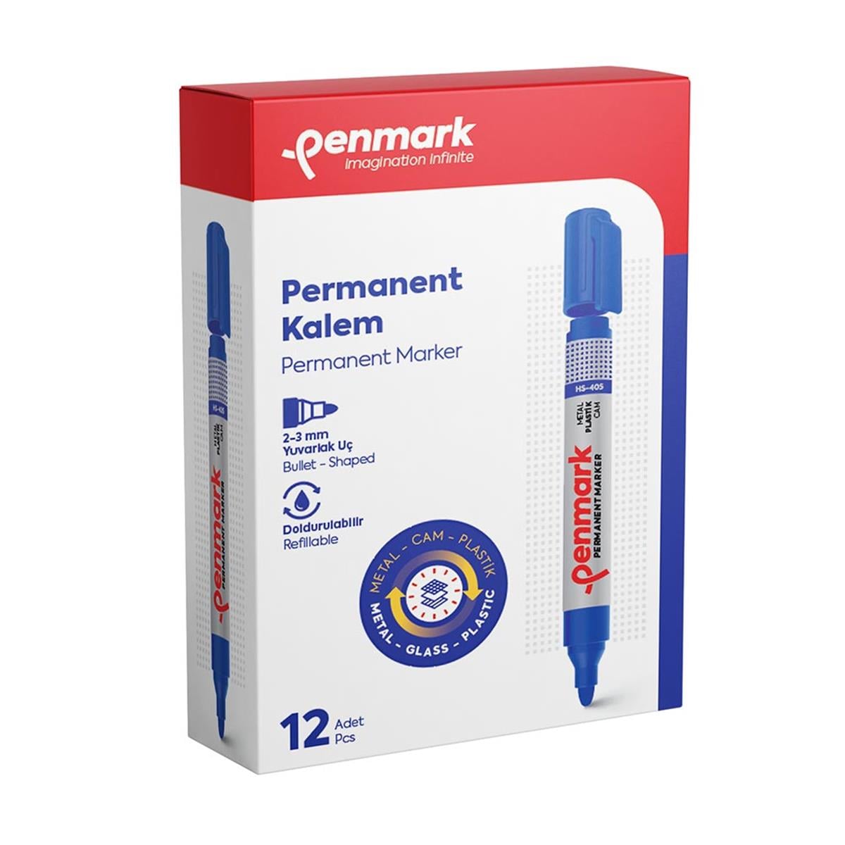 Penmark HS-1200-02 Ecoplus Permanent Marker Yuvarlak Uç Mavi