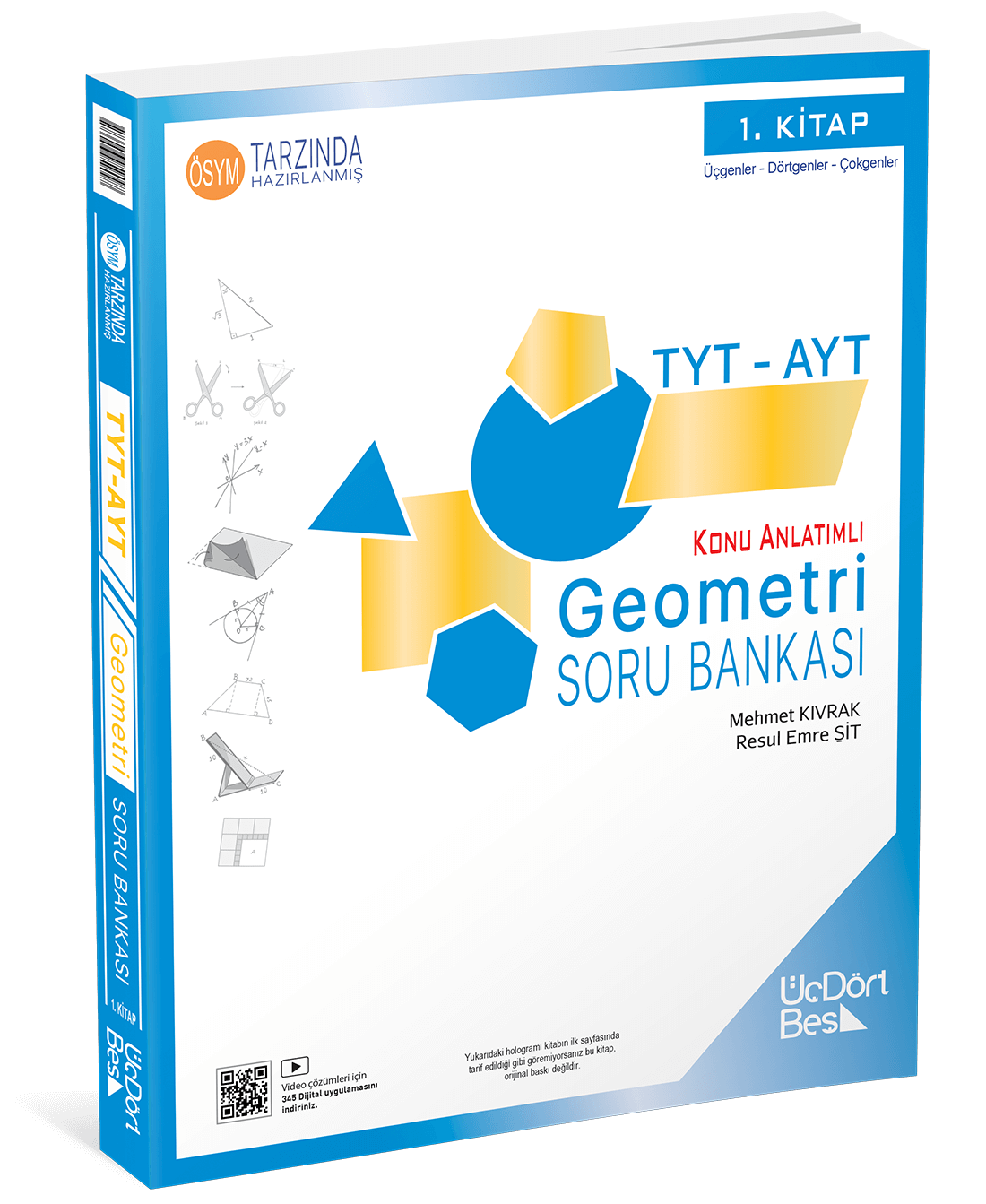 ÜçDörtBeş Yayınları TYT AYT Geometri Konu Anlatımlı Soru Bankası 1. Kitap