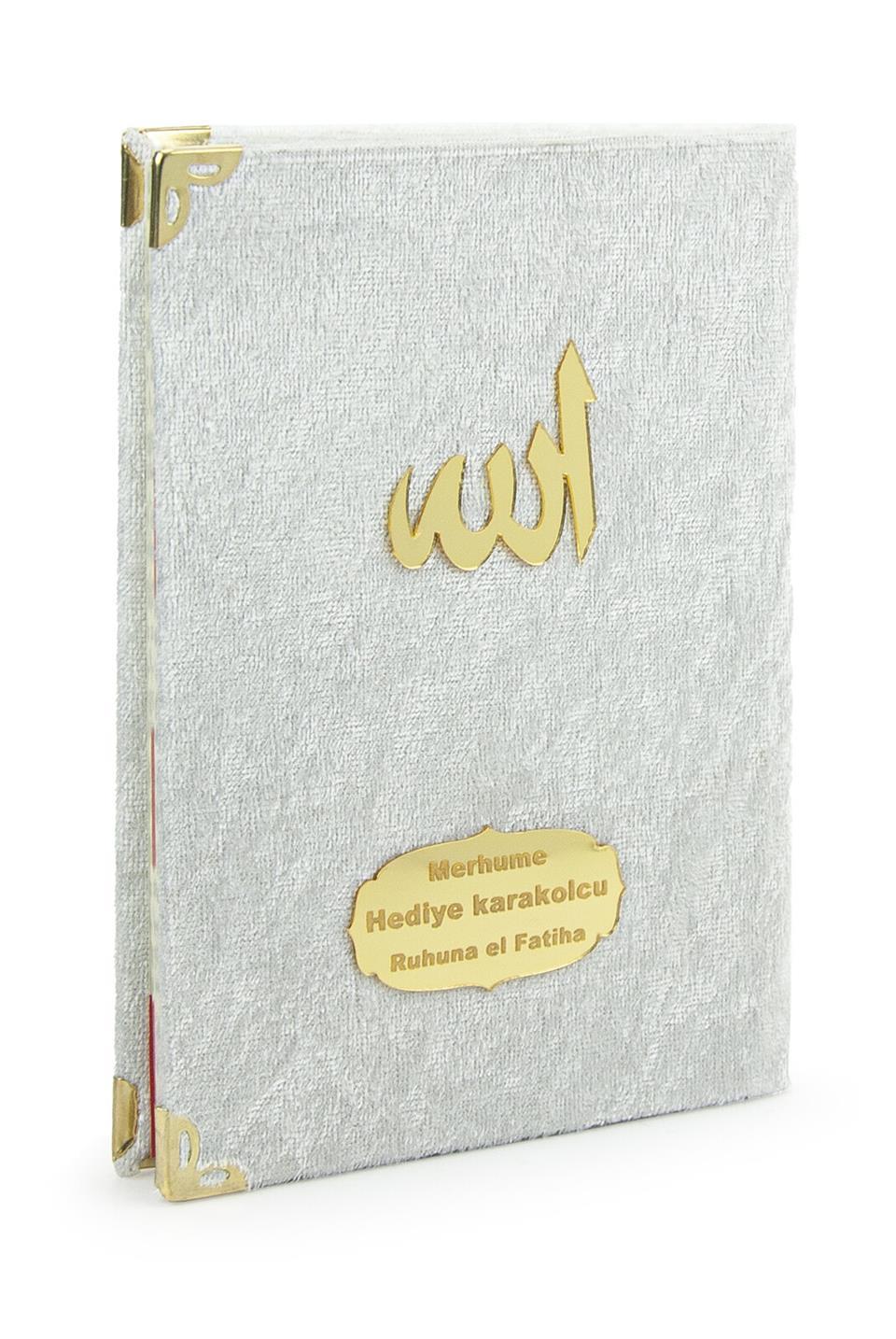 10 Adet İsme Özel Mevlüt Hediyesi Kadife Kaplı Yasin Kitabı 80 Sayfa Beyaz