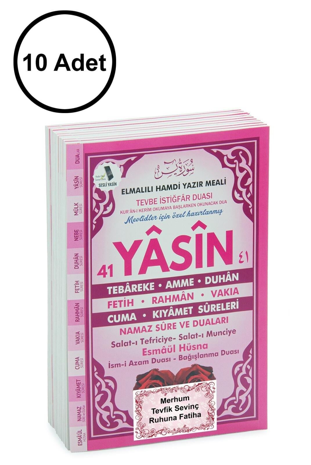10 Adet Türkçe Mealli Orta Boy 80 Sayfa 41 Yasin - Pembe Renk