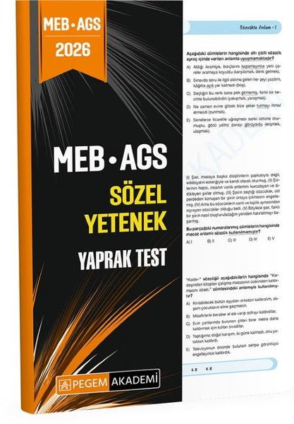 KolektifDiger Sinavlara Hazirlik2026 MEB AGS Sözel Yetenek Yaprak Test