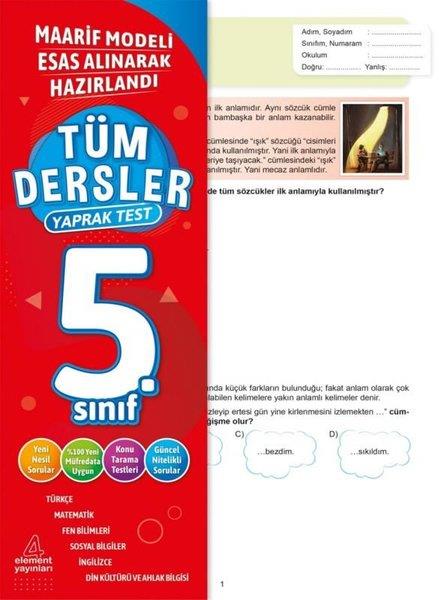 Yunus Emre ÇekiçTüm Dersler5. Sınıf Tüm Dersler Yaprak Test