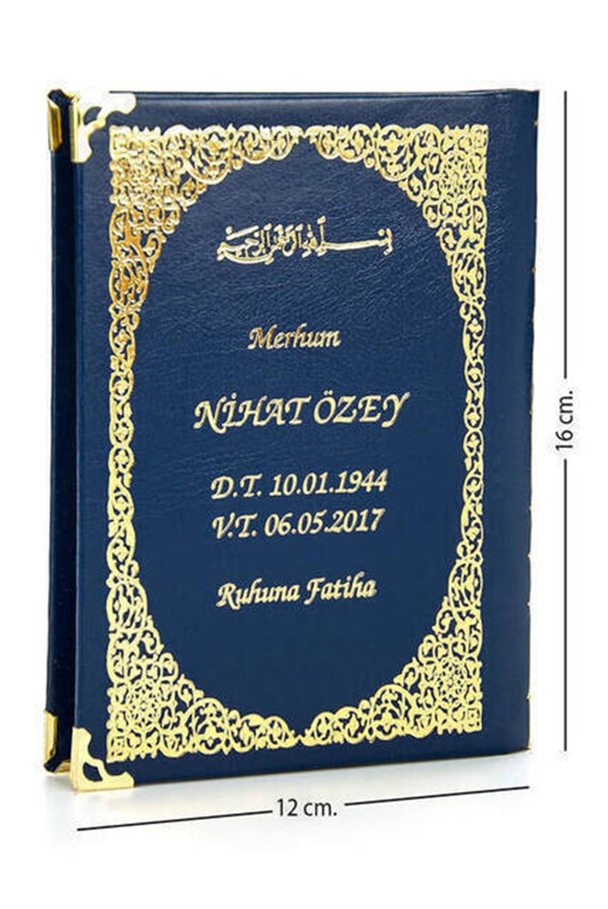 50 ADET - İsim Baskılı Ciltli Yasin Kitabı - Çanta Boy - Lacivert - 128 Sayfa - Mevlit Hediyeliği