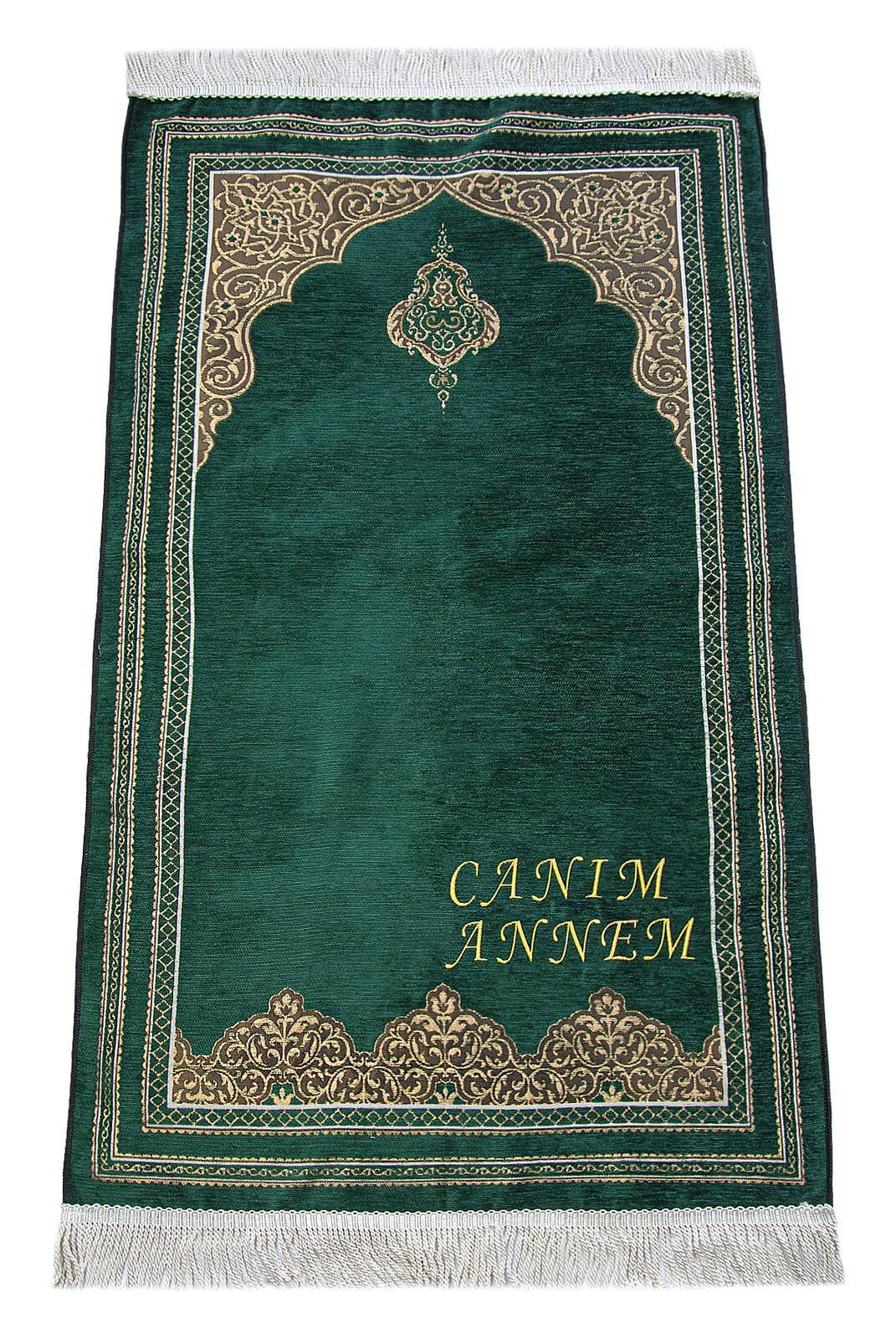 Canım Anneme Mihrap Desenli Şönil Seccade Yeşil