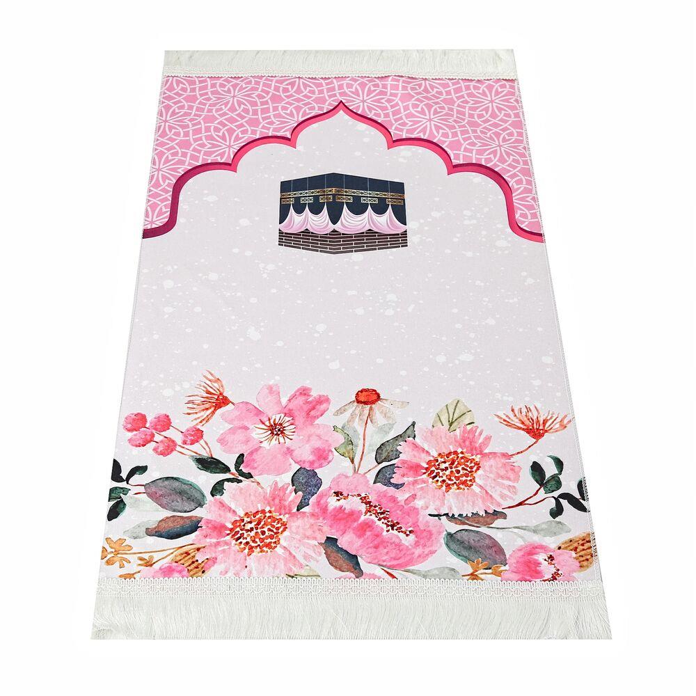 Çocuk Seccadesi Kabe Pembe 82×45 cm 110 gr - Tesbih Hediyeli