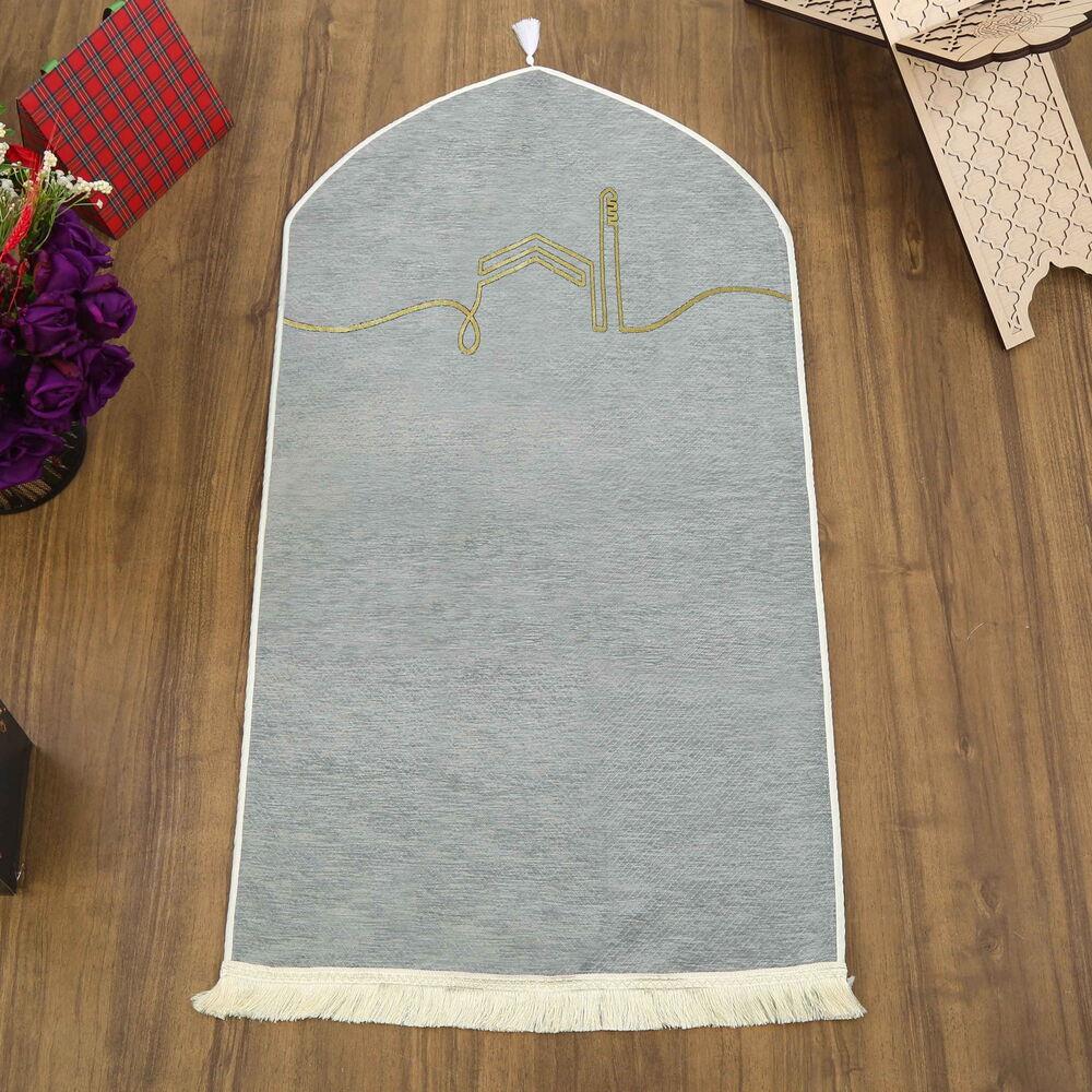 El Kuba Lüks Astarlı Biyeli Seccade Gri (66X125cm) 565 gr