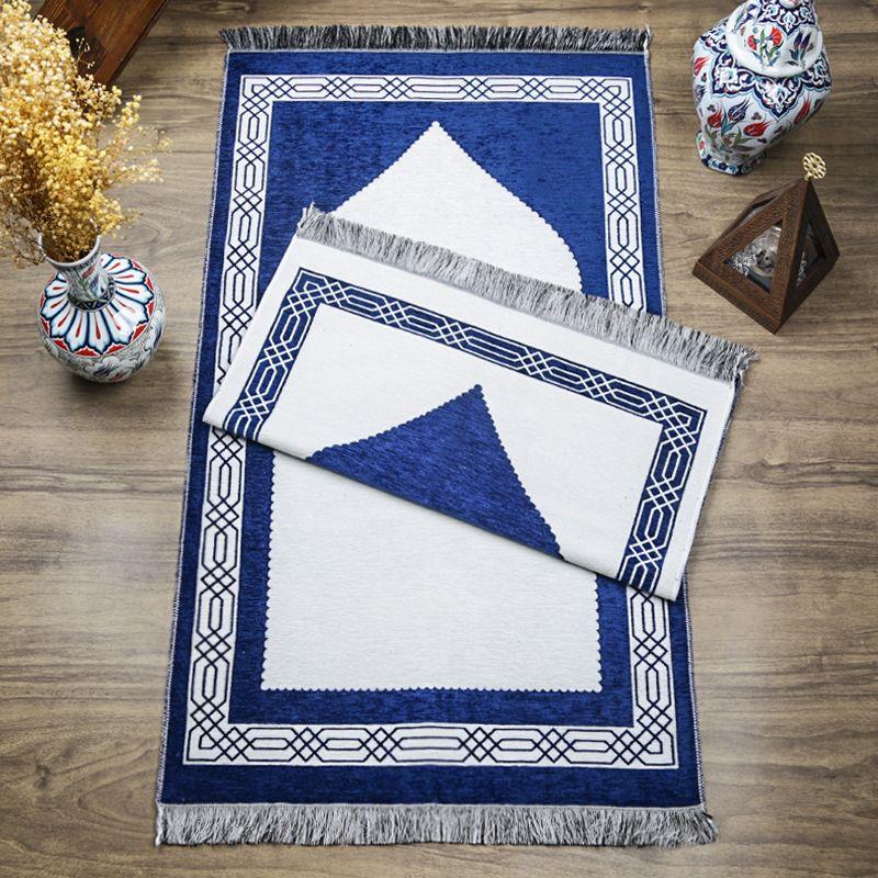 Hediyelik Çift Taraf Seccade Lacivert Krem 70x130 cm - 450 gr