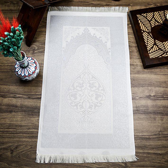 Hediyelik İpek Nur Tafta Seccade Gri 68x110 cm - 300 gr