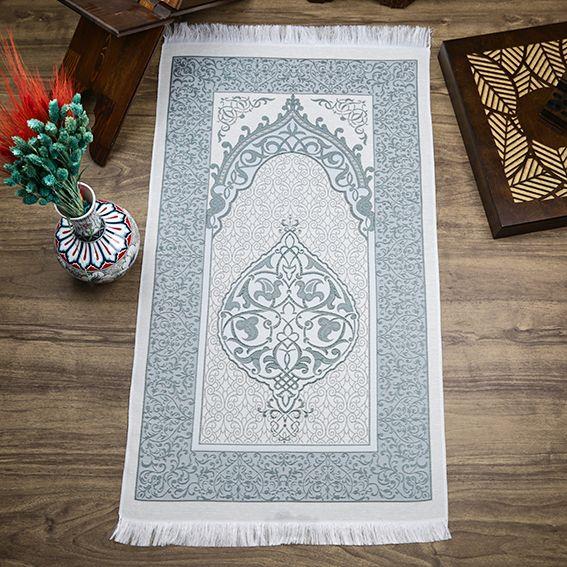 Hediyelik İpek Nur Tafta Seccade Petrol Mavisi 68x110 cm - 300 gr