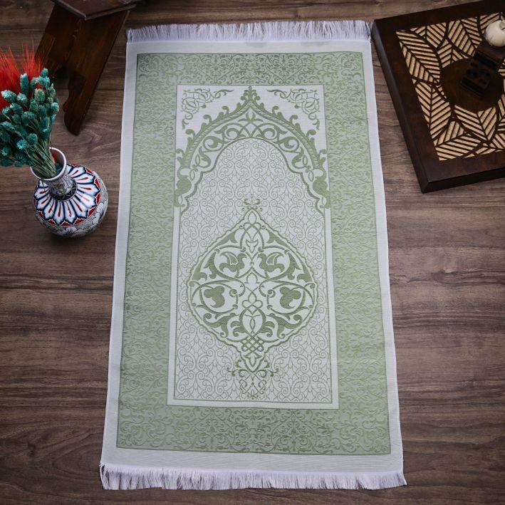 Hediyelik İpek Nur Tafta Seccade Yeşil 68x110 cm - 300 gr