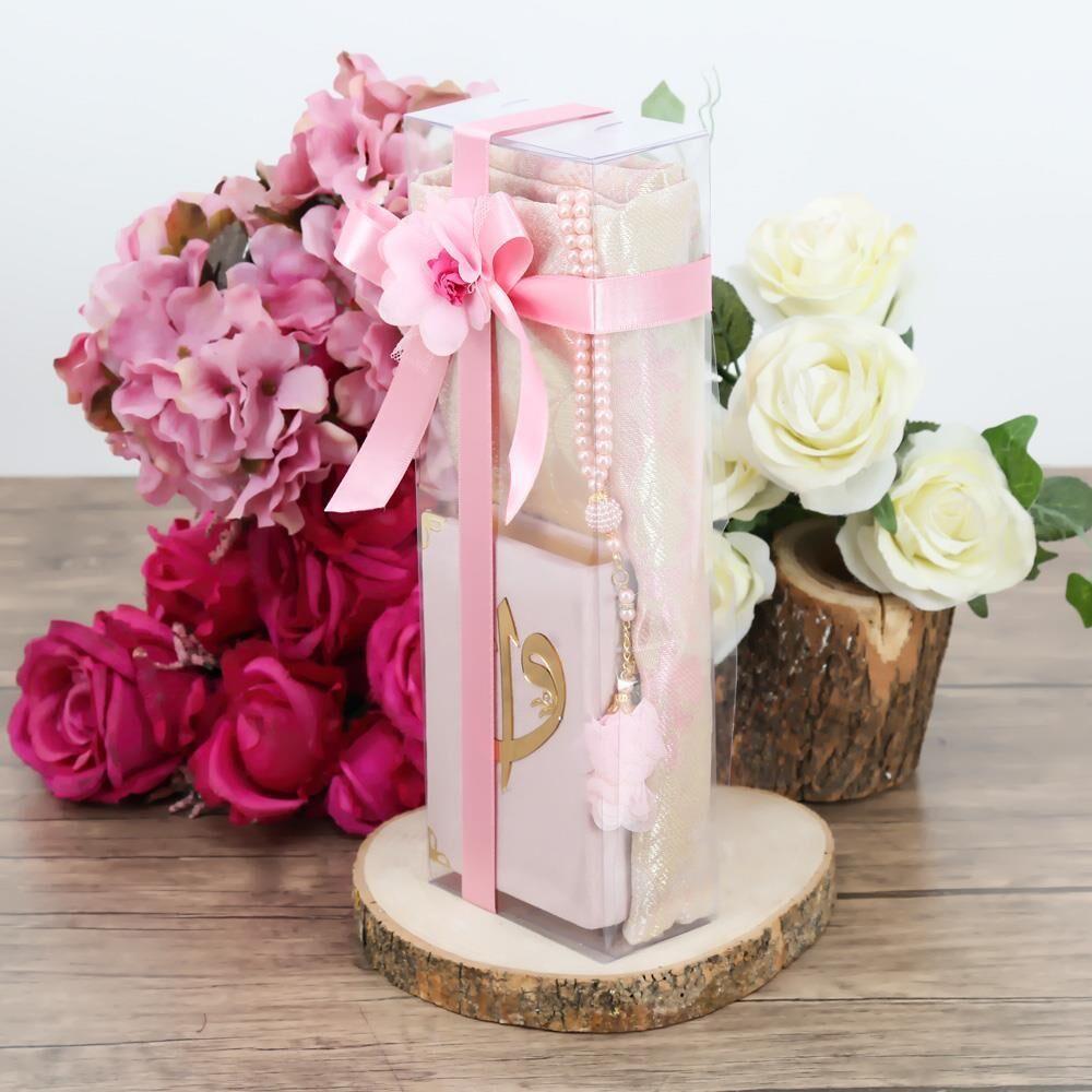 Hediyelik Seccade, İnci Tesbih Güllü, Kur'an-ı Kerim (Cep Boy) Seti