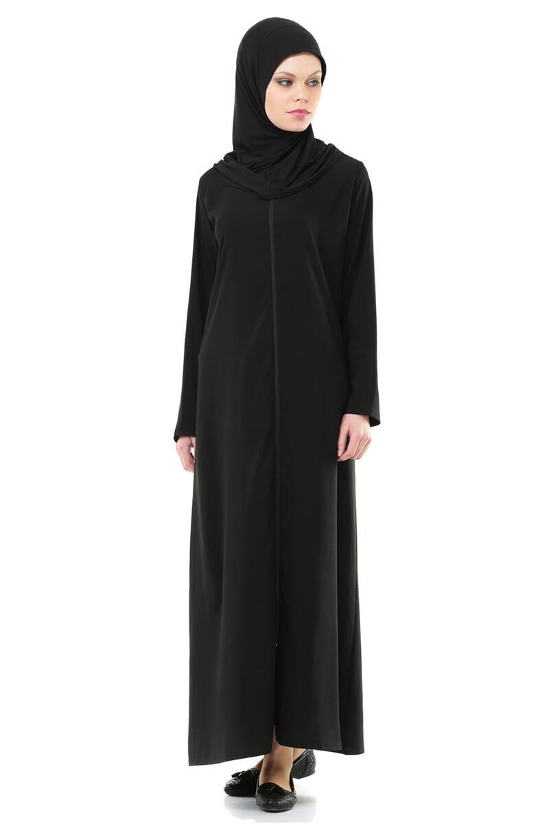 İhvan 5008-1 Siyah Pratik Kendinden Örtülü Namaz Elbisesi