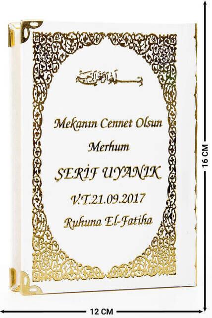 İsim Baskılı Ciltli Yasin Kitabı - Çanta Boy - Beyaz - 128 Sayfa - Mevlit Hediyeliği