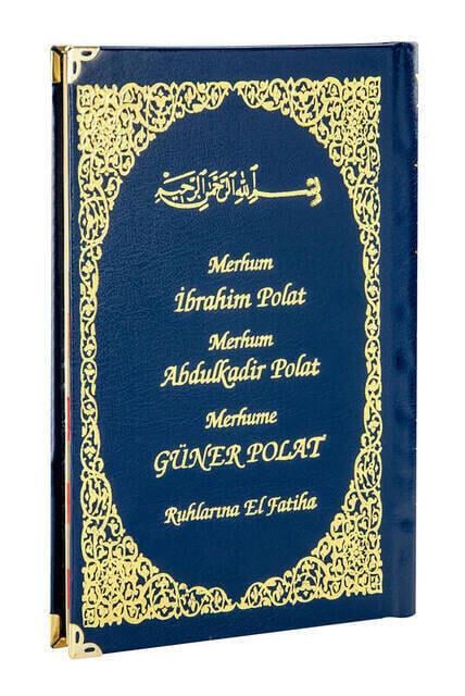 İsim Baskılı Ciltli Yasin Kitabı - Orta Boy - 128 Sayfa - Lacivert Renk - Dini Hediyelik