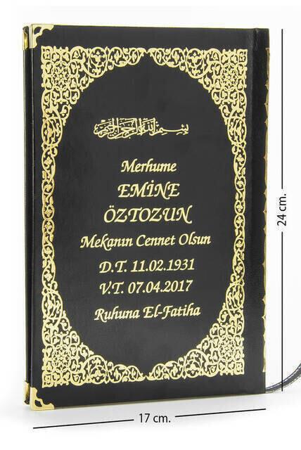 İsim Baskılı Ciltli Yasin Kitabı - Orta Boy - 176 Sayfa - Siyah Renk - Dini Hediyelik