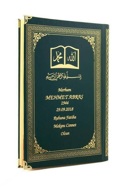 İsim Baskılı Ciltli Yasin Kitabı - Osmanlı Desenli - Orta Boy - 176 Sayfa - Yeşil Renk - Dini Hediyelik