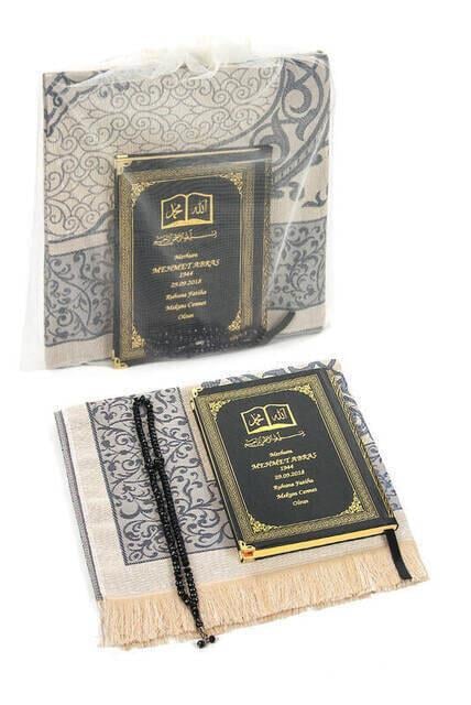 İsim Baskılı Ciltli Yasin Kitabı - Seccade - Kristal Tesbih Set - İslami Hediyeler