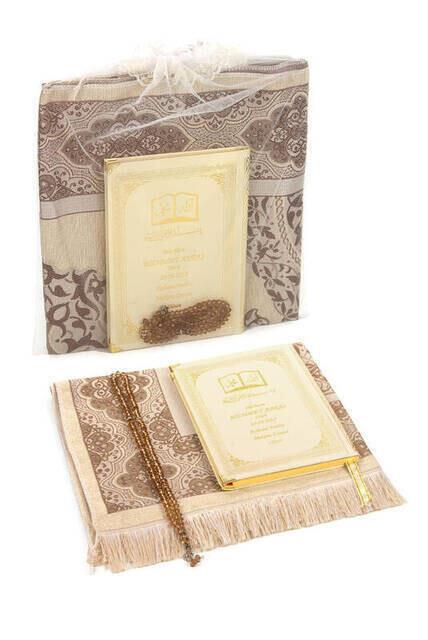 İsim Baskılı Ciltli Yasin Kitabı - Seccade - Kristal Tesbih Set - Dini Hediye
