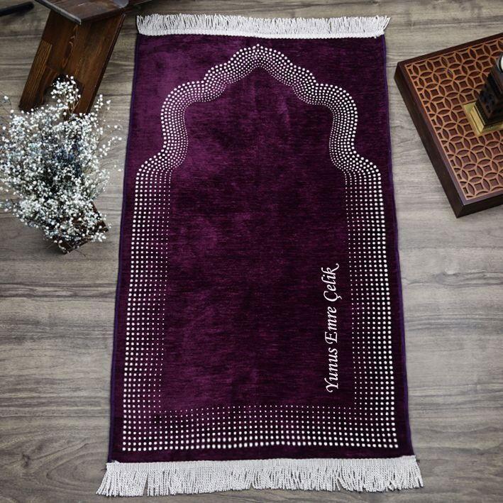 İsminizi Seccadeye Nakşediyoruz ,İsme Özel Seccade Zümra Mor 65x115 cm - 430 gr