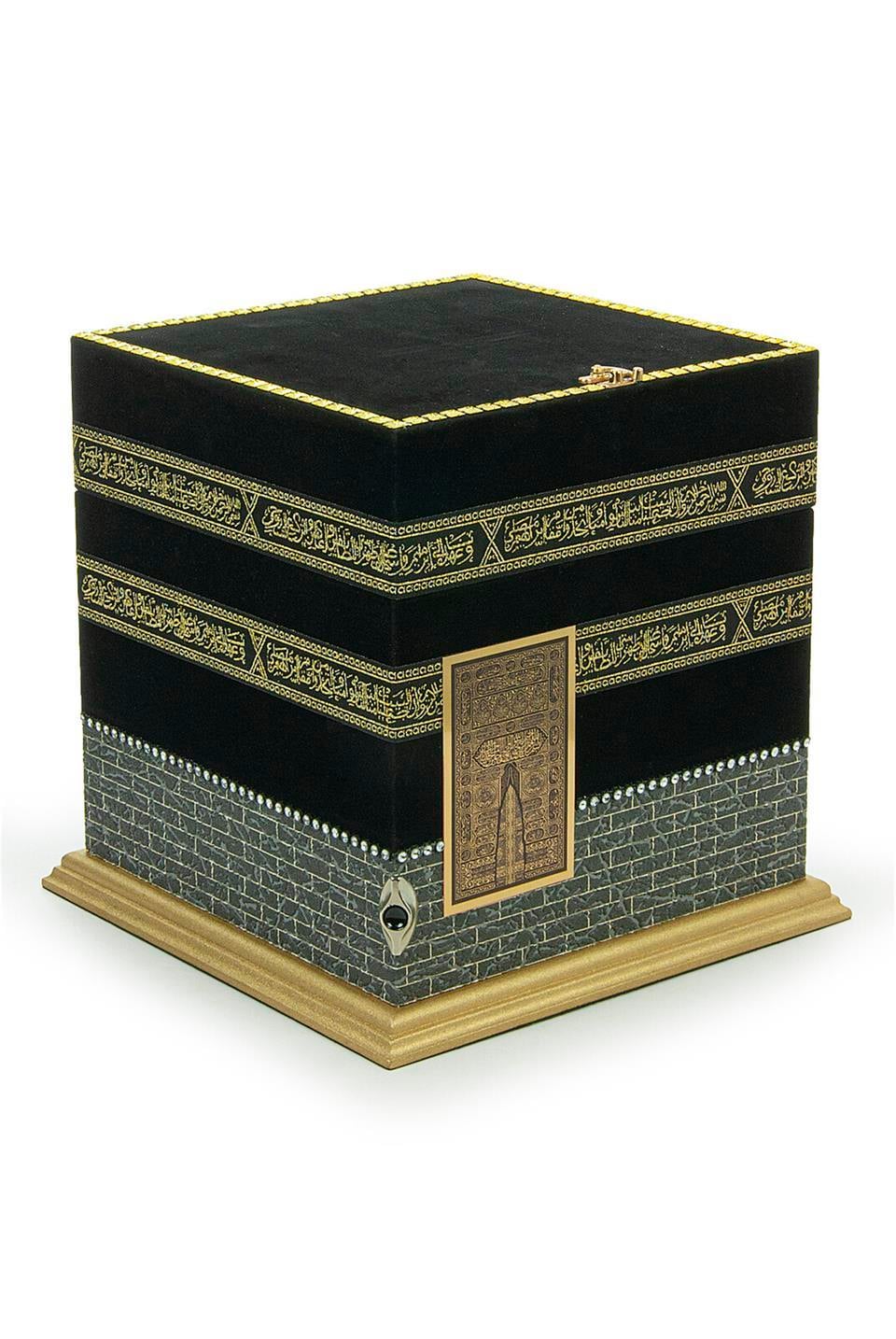 Kadife Kaplı Kabartma Detaylı Çift Hazneli Büyük Boy Kabe Konseptli Maket Kutu