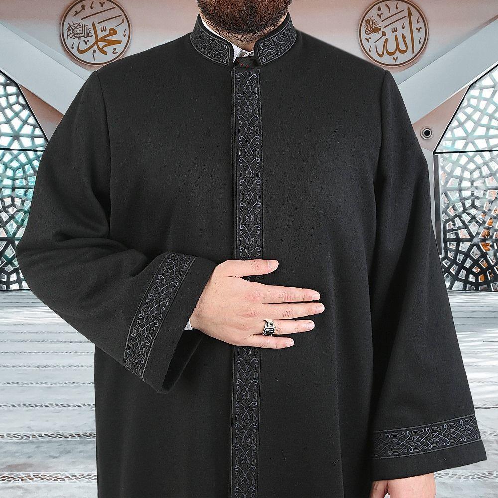 Kışlık Kaşe İmam Cübbesi Hüdhüd Siyah