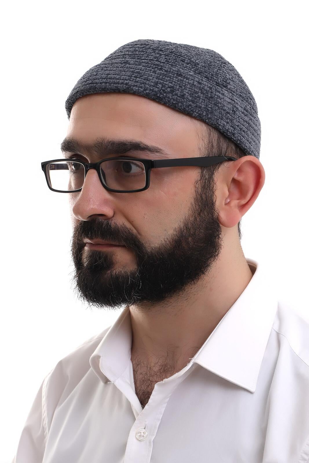 Kışlık Orlon Takke Katlamalı Noktalı Desen - Gri