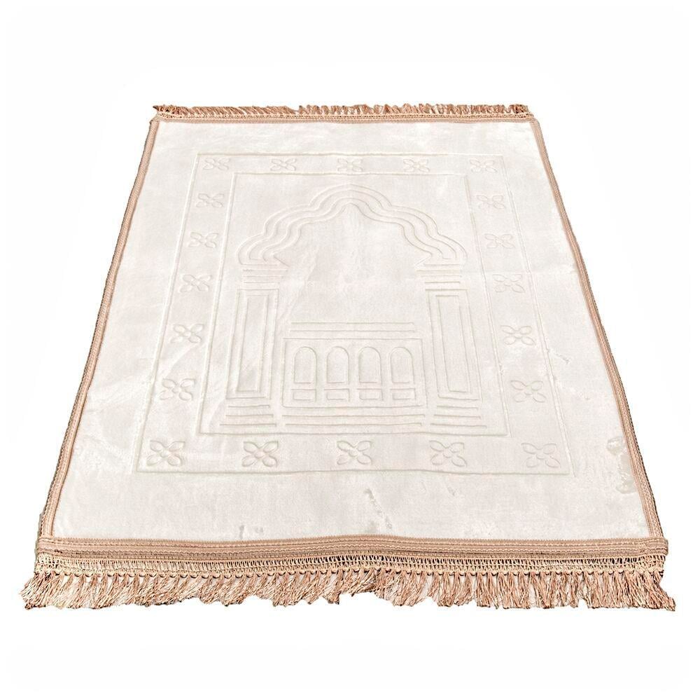 Lüks Kadife Peluş Seccade Krem 70 x 110 cm - 750 gr