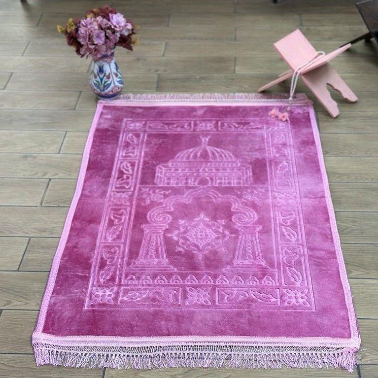 Lüks Kadife Peluş Seccade Pembe 70 x 110 cm - 750 gr