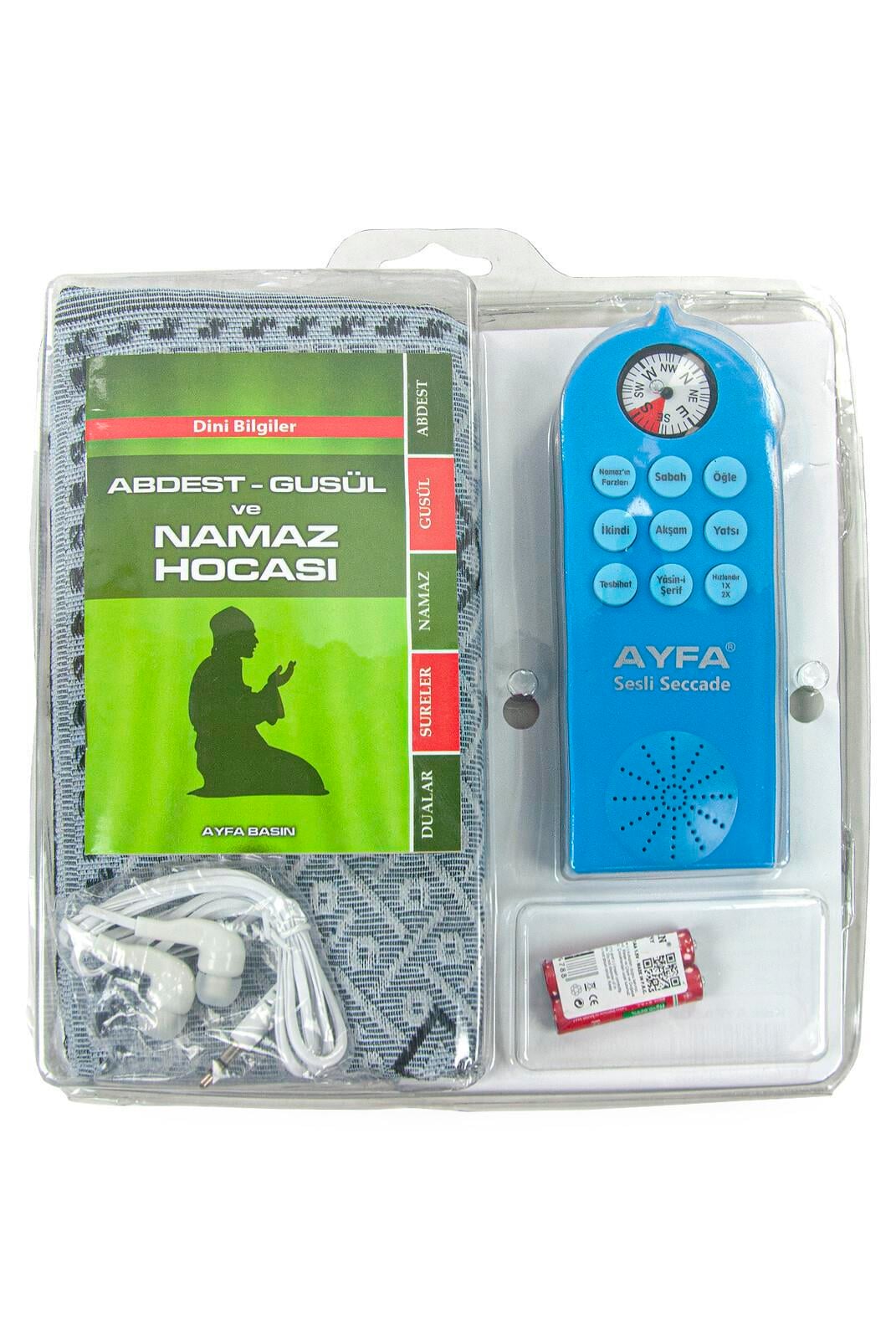Namaz Hocası Sesli Seccade Seti - Mavi