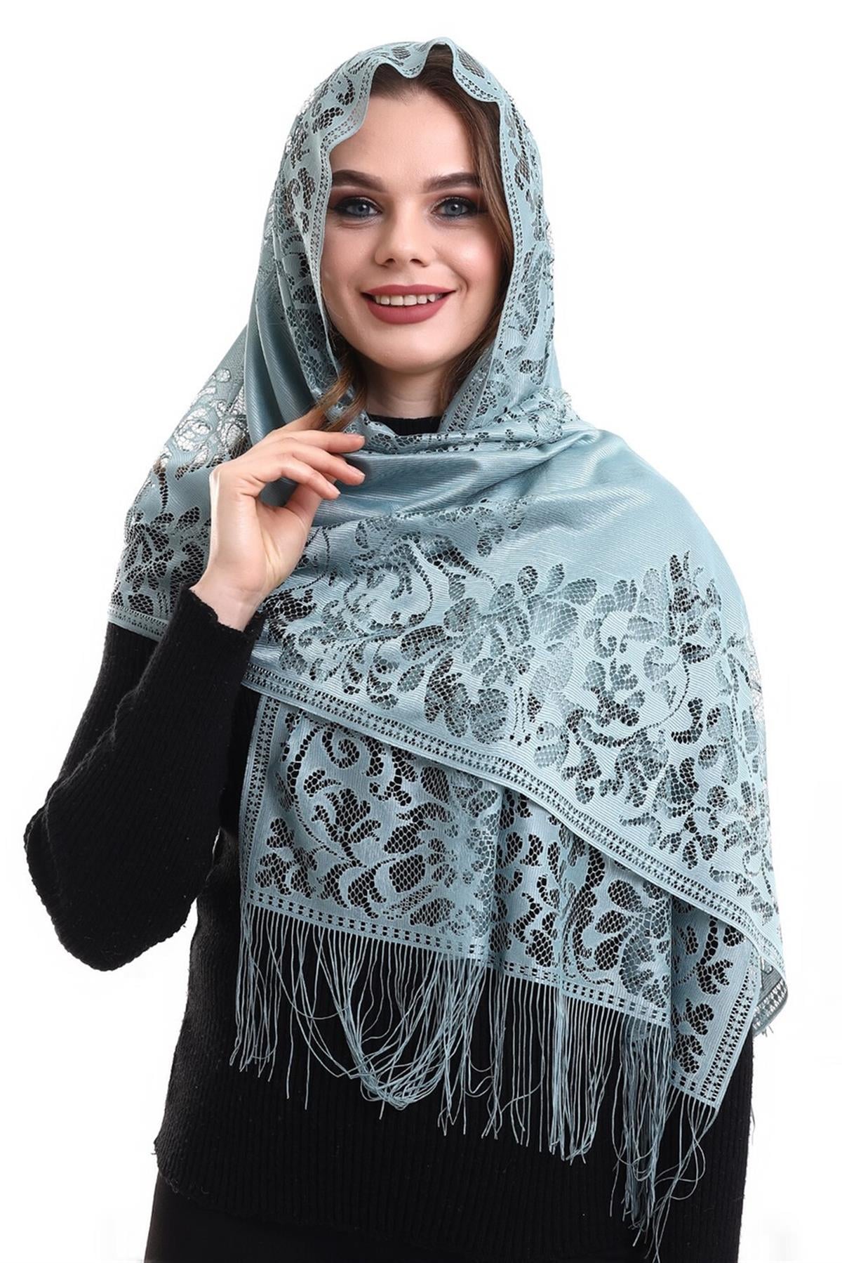 Narin Pamuk Tül Şal Turkuaz 60x160