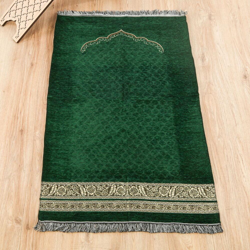 Osmanlı Sütunlu Şönil Seccade - Yeşil (75*115 cm)