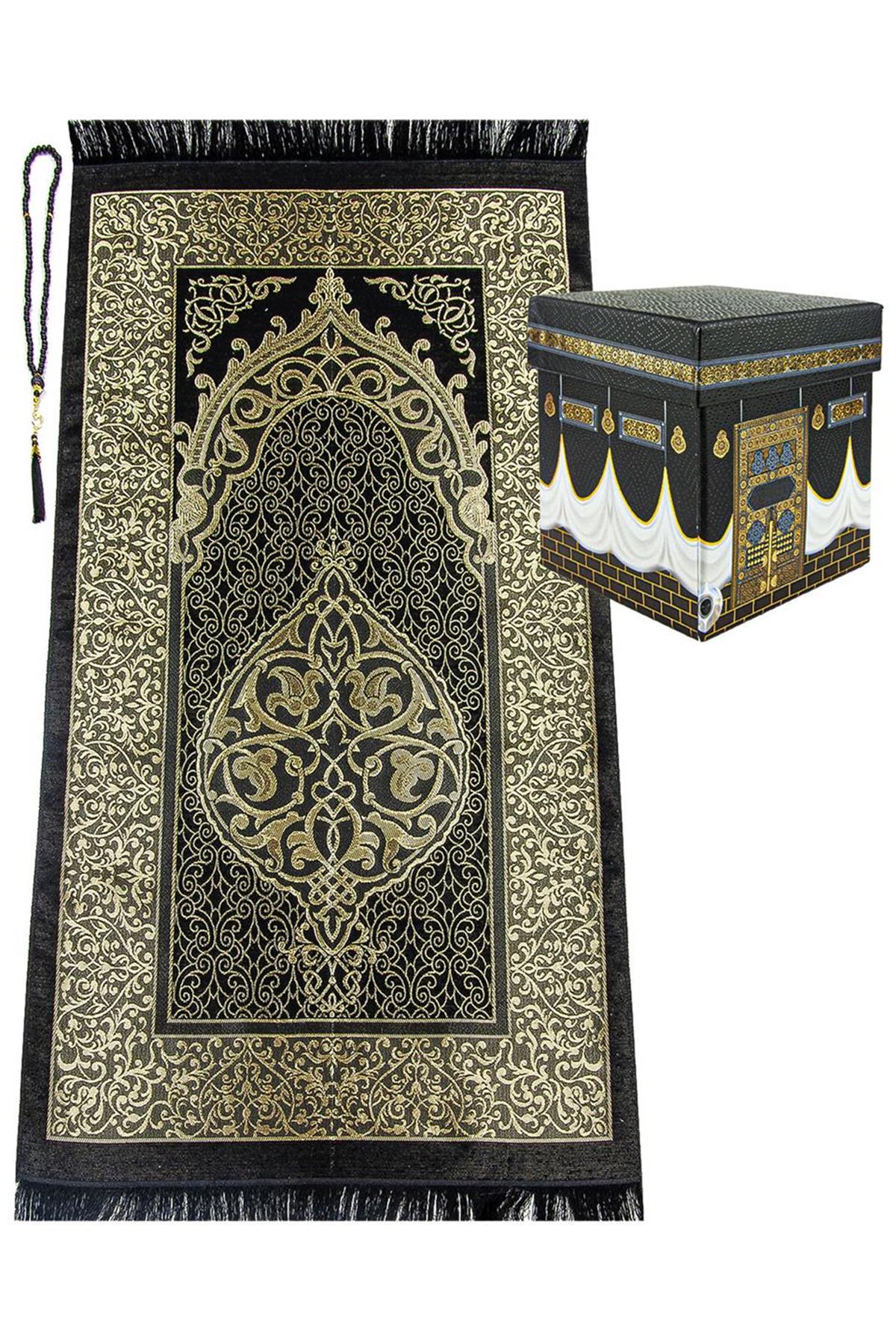 Özel Kabe Kutulu Hediyelik Seccade ve Tesbih Seti