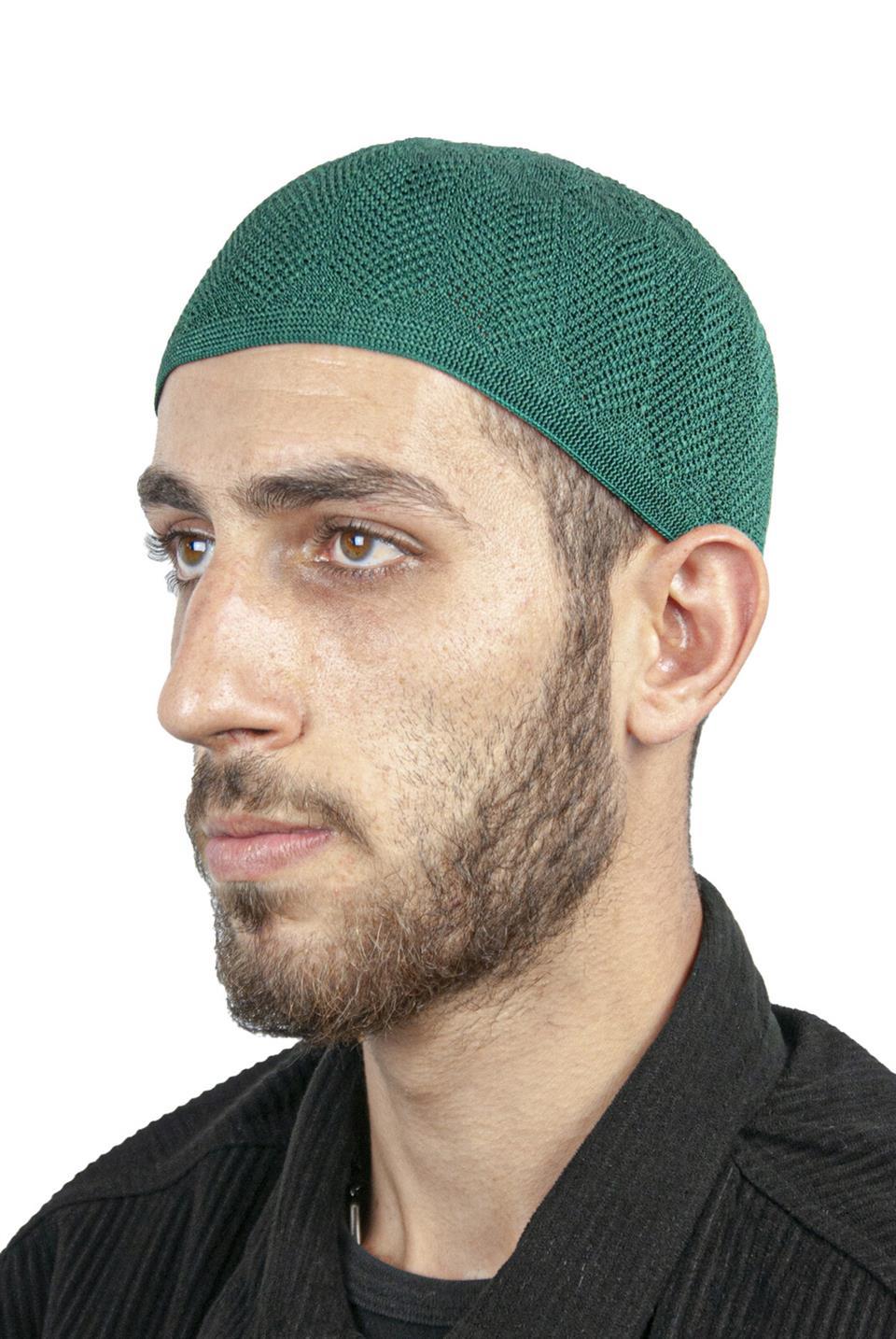 Safir İnce Örme Dantel Namaz Takkesi Yeşil 1 Adet