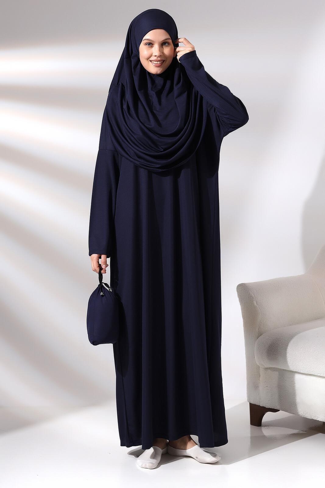 Tek Parça Namaz Elbisesi - Lacivert - 5015