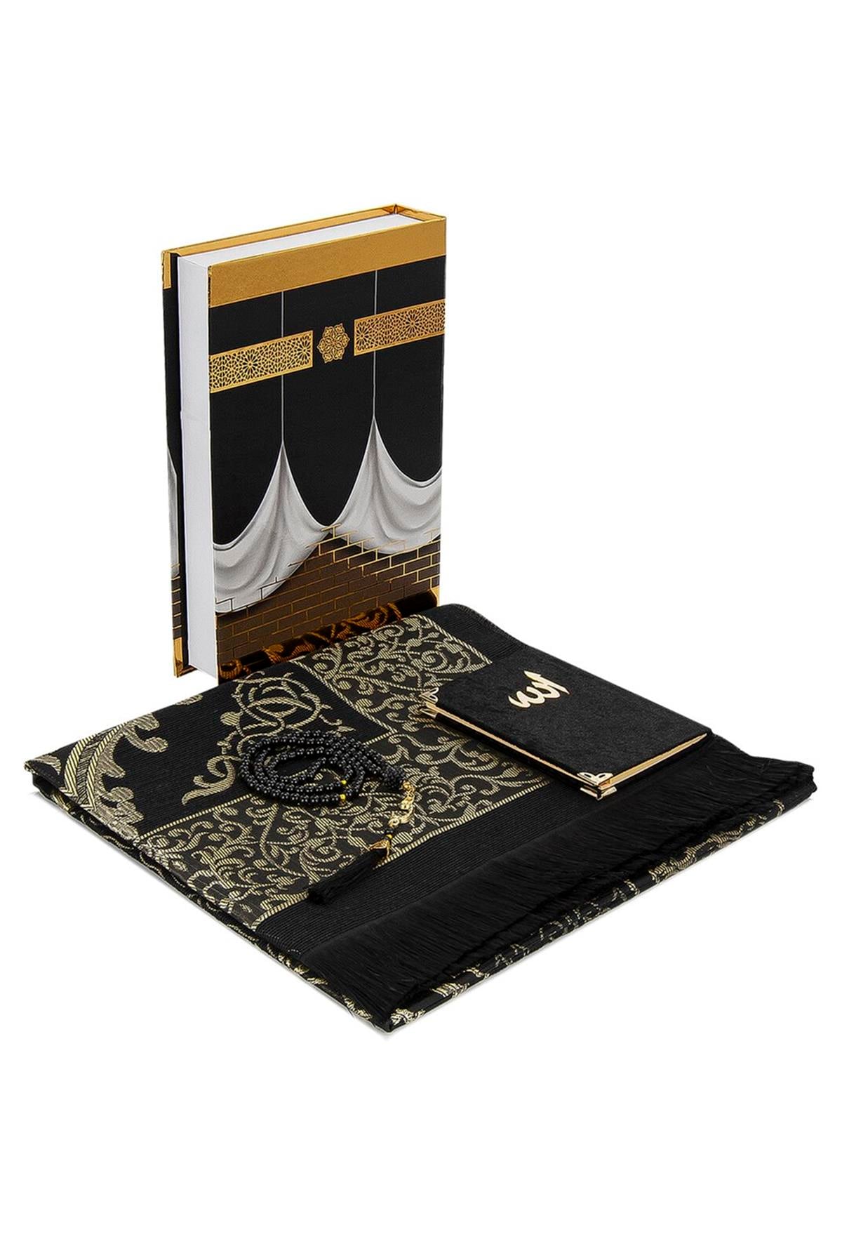 Yeni Kabe Kutulu Hediyelik Seccadeli Set Siyah