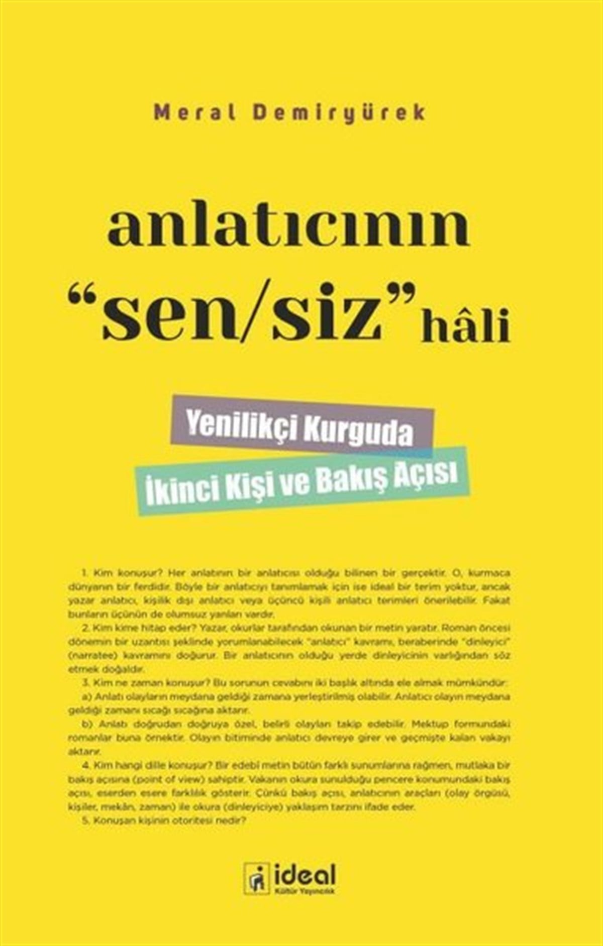 Meral DemiryürekEleştiri & Kuram & İnceleme KitaplarıAnlatıcının Sensiz Hali