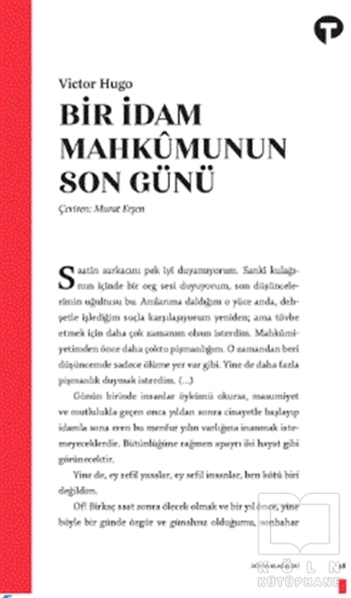 Victor HugoTürkçe RomanlarBir İdam Mahkumunun Son Günü