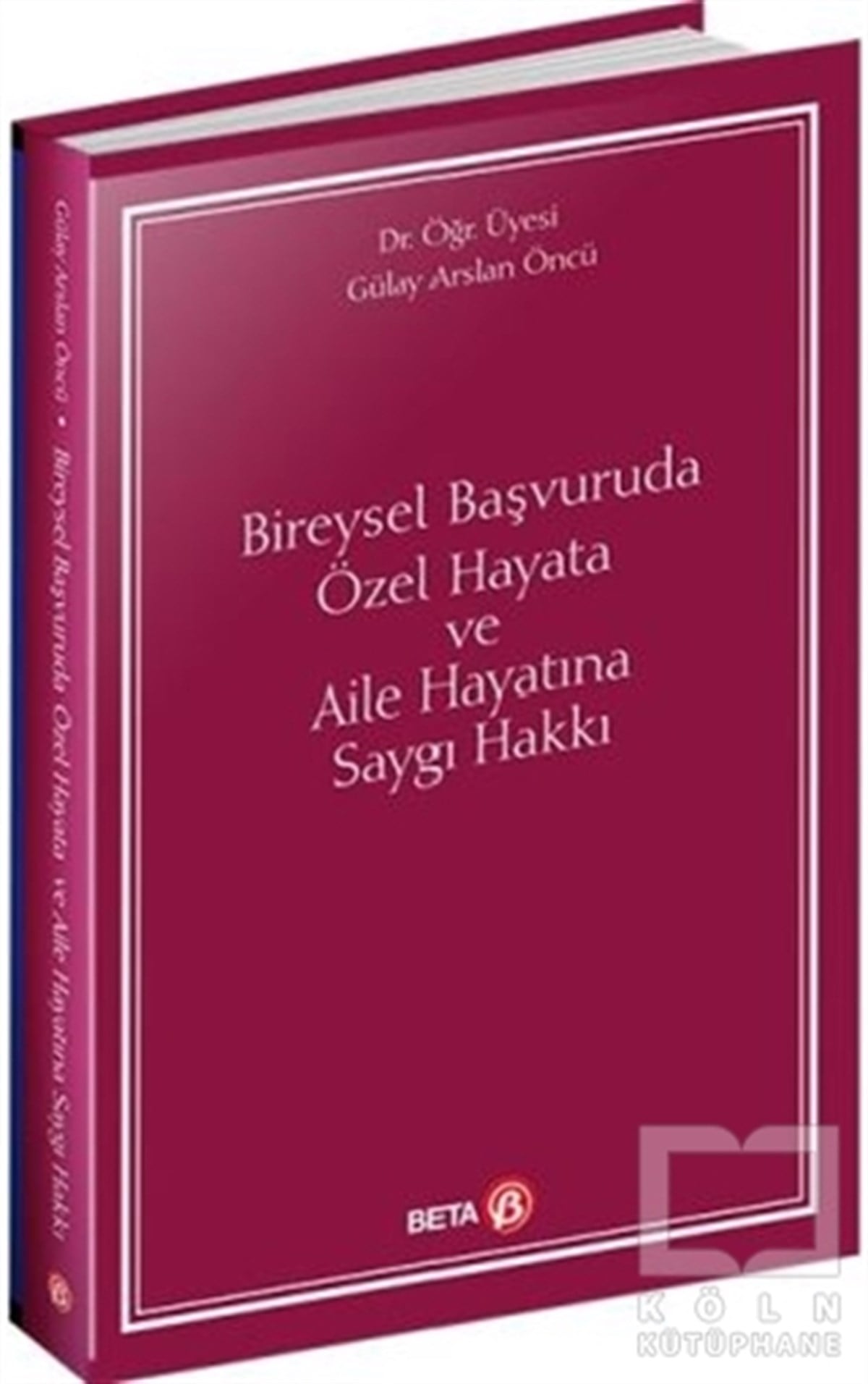 Gülay Arslan ÖncüHukuk Üzerine KitaplarBireysel Başvuruda Özel Hayata ve Aile Hayatına Saygı Hakkı